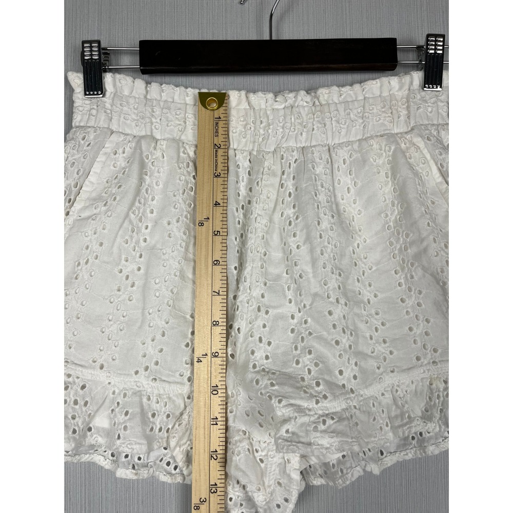 Hollister Shorts Women XS White Eyelet Ultra High-Rise Ruffle Cotton Cottagecore - Picture 6 of 9
